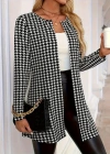 Kadın Uzun Kollu önden Açık Kazayağı Desenli Ceket