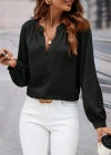 Kadın Uzun Kollu önden Düğmeli Hakim Yaka Ithal Krep Bluz