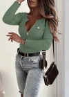 Kadın Uzun Kollu önden Fermuar Ve Cepli Kaşkorse Bluz