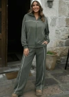 Kadın Uzun Kollu önden Fermuarlı Bluz Ve Pantolon Modal Ikili Takım