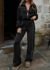 Kadın Uzun Kollu önden Fermuarlı Bluz Ve Pantolon Modal Ikili Takım