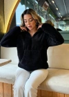 Kadın Uzun Kollu önden Fermuarlı Cepli Peluş Sweat