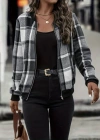 Kadın Uzun Kollu önden Fermuarlı Ekose Desenli Ceket