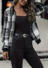 Kadın Uzun Kollu önden Fermuarlı Ekose Desenli Ceket