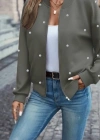 Kadın Uzun Kollu önden Fermuarlı Incili Kısa Modal Ceket