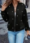 Kadın Uzun Kollu önden Fermuarlı Incili Kısa Modal Ceket