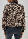 Kadın Uzun Kollu önden Fermuarlı Leopar Baskılı şardonlu Dalgıç Ceket