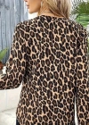 Kadın Uzun Kollu önden Fermuarlı Leopar Desenli Modal Bluz