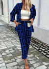 Kadın Uzun Kollu önü Açık Desenli Iki Iplik Ceket Ve Pantolon Ikili Takım