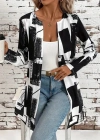 Kadın Uzun Kollu önü Açık Desenli Modal Kısa Ceket