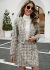 Kadın Uzun Kollu önü Açık Dokuma Ceket Ve Mini Etek Ikili Takım
