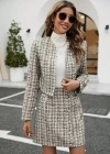 Kadın Uzun Kollu önü Açık Düğme Detaylı Dokuma Ceket Etek Ikili Takım