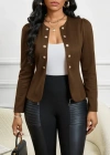 Kadın Uzun Kollu önü Açık Düğmeli Kısa Süet Ceket
