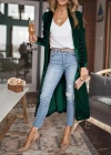 Kadın Uzun Kollu önü Açık Kolları Uzun Midi Ceket