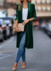 Kadın Uzun Kollu önü Açık Kolları Uzun Midi Ceket