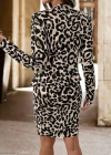 Kadın Uzun Kollu önü Açık Leopar Desen Modal Ceket Ve Etek Ikili Takım