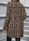 Kadın Uzun Kollu önü Açık Leopar Desenli Modal Ceket