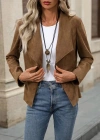 Kadın Uzun Kollu önü Açık Yakalı Süet Ceket