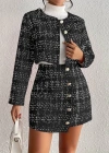 Kadın Uzun Kollu önü Düğmeli şanel Ceket Ve Etek Takım