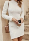 Kadın Uzun Kollu Peluş Mini Boy Elbise