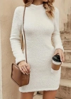 Kadın Uzun Kollu Peluş Mini Boy Elbise