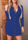 Kadın Uzun Kollu Polo Yaka ön Kısım çıtçıtlı Düğme Detay Scuba Krep Mini Boy Elbise