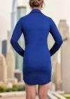 Kadın Uzun Kollu Polo Yaka ön Kısım çıtçıtlı Düğme Detay Scuba Krep Mini Boy Elbise