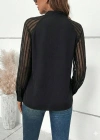 Kadın Uzun Kollu Reglan Kol Detaylı Tüllü Yakadan Bağlamalı Sandy Bluz
