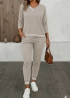 Kadın Uzun Kollu Ribana Detay Viskon Iki Iplik Ikili Takım