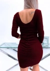 Kadın Uzun Kollu Sırt Büzgü Detay Kaşkorse Elbise