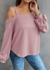 Kadın Uzun Kollu Tek Omuz Askı Detay Salaş Dalgıç Bluz