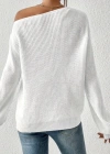 Kadın Uzun Kollu Tek Omuzu Açık Detaylı Triko Bluz