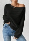 Kadın Uzun Kollu Tek Omuzu Açık Detaylı Triko Bluz