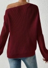 Kadın Uzun Kollu Tek Omuzu Açık Detaylı Triko Bluz