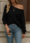 Kadın Uzun Kollu Tek Omuzu Açık Triko Bluz