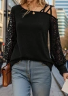 Kadın Uzun Kollu Tek Omuzu çapraz şerit Detaylı Viskon Iki Iplik Bluz