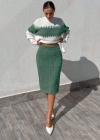 Kadın Uzun Kollu Triko Etekli Takım