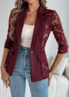 Kadın Uzun Kollu Truvakar Kol önden Düğmeli Cepli Dantelli Atlas Ceket