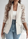 Kadın Uzun Kollu Truvakar Kol önden Düğmeli Cepli Dantelli Atlas Ceket