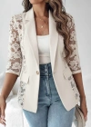 Kadın Uzun Kollu Truvakar Kol önden Düğmeli Cepli Dantelli Atlas Ceket