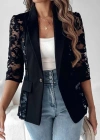 Kadın Uzun Kollu Truvakar Kol önden Düğmeli Cepli Dantelli Atlas Ceket