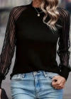 Kadın Uzun Kollu Tül Detaylı Bisiklet Yakalı Kaşkorse Bluz