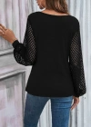 Kadın Uzun Kollu Tüllü Kruvaze Yaka çapraz Kesim Detaylı Viskon Bluz