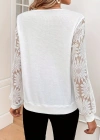 Kadın Uzun Kollu V Dantel Yaka Waffle Bluz
