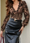Kadın Uzun Kollu V Dantel Yakalı Modal Bluz