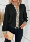 Kadın Uzun Kollu V Hakim Yakalı Desenli Ithal Krep Bluz