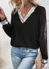 Kadın Uzun Kollu V Pulpayet Yakalı Ithal Krep Bluz
