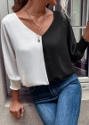 Kadın Uzun Kollu V Yaka Kol Ağzı Gipeli Sandy Bluz