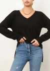 Kadın Uzun Kollu V Yaka Triko Bluz