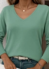 Kadın Uzun Kollu V Yaka Triko Bluz